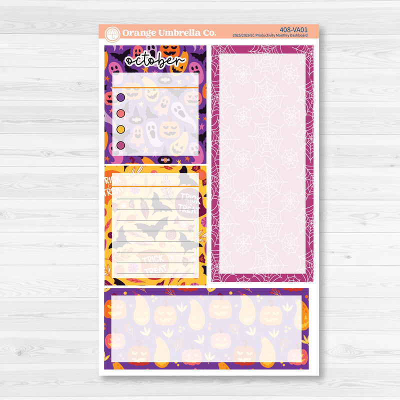 Purple Halloween Kit | A5 Erin Condren Monthly Dashboard Sticker Kit | 2025-2026 Planners | Gone Batty | KIT-408-VA