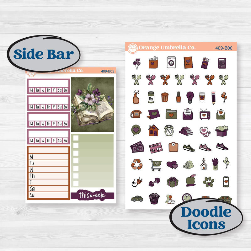 Autumn Reading Kit | Weekly Add-On Planner Kit Stickers | Reading Season | KIT-409-B
