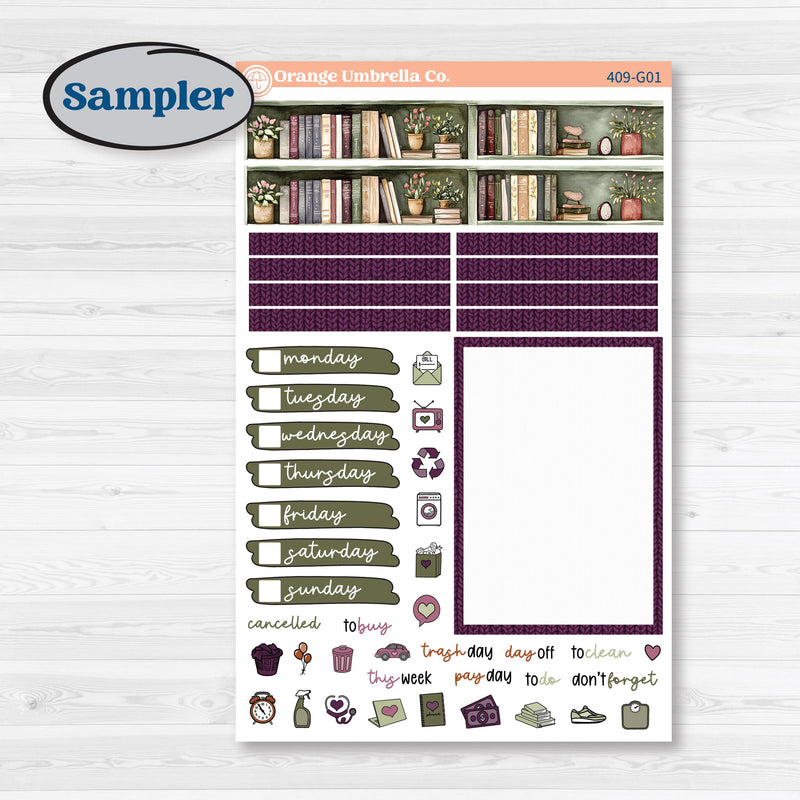Autumn Reading Kit | A5 Compact Vertical Planner Kit Stickers for Erin Condren | Reading Season | KIT-409-G