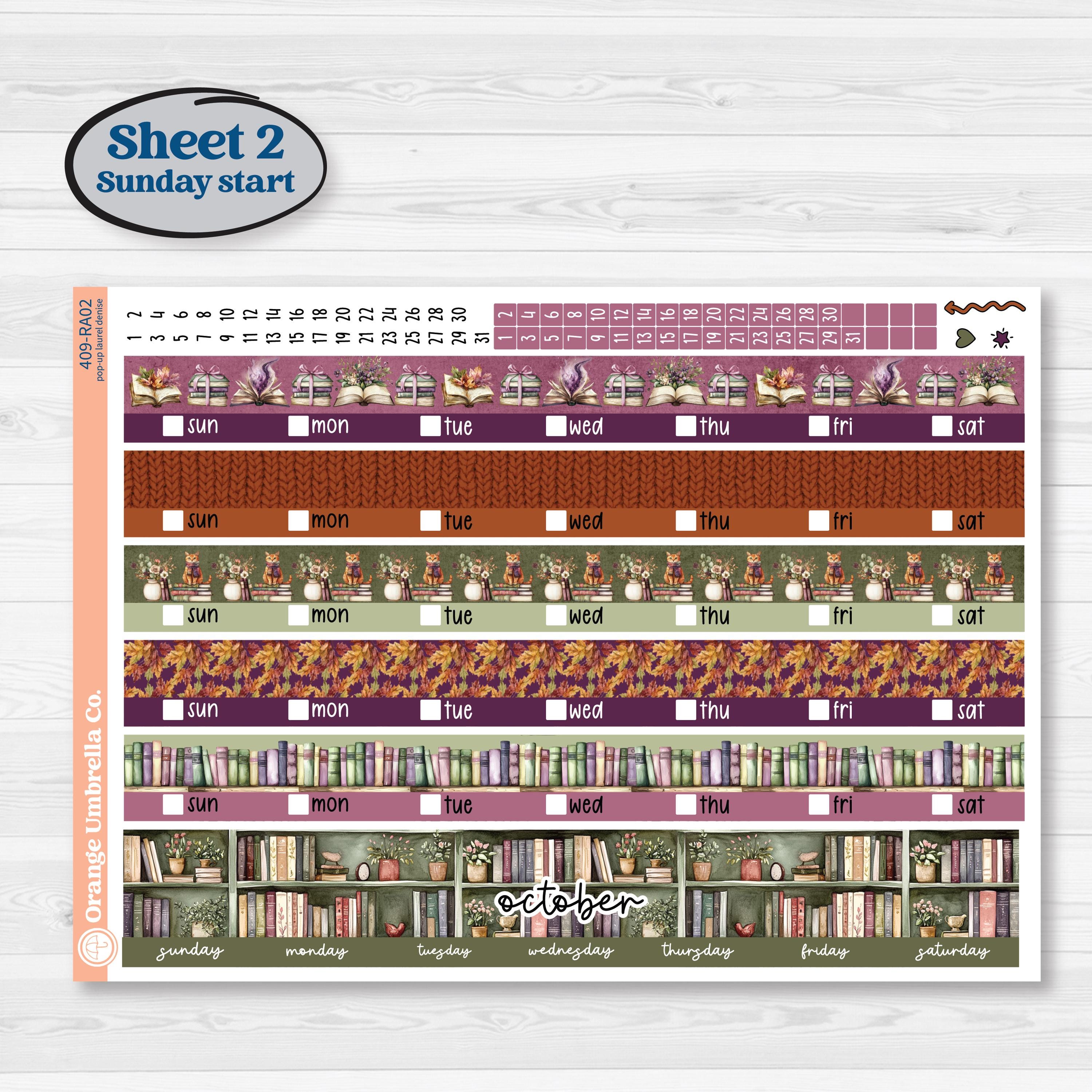 Autumn Reading Kit | Laurel Denise Pop-Up Planner Kit Stickers | Reading Season | KIT-409-RA