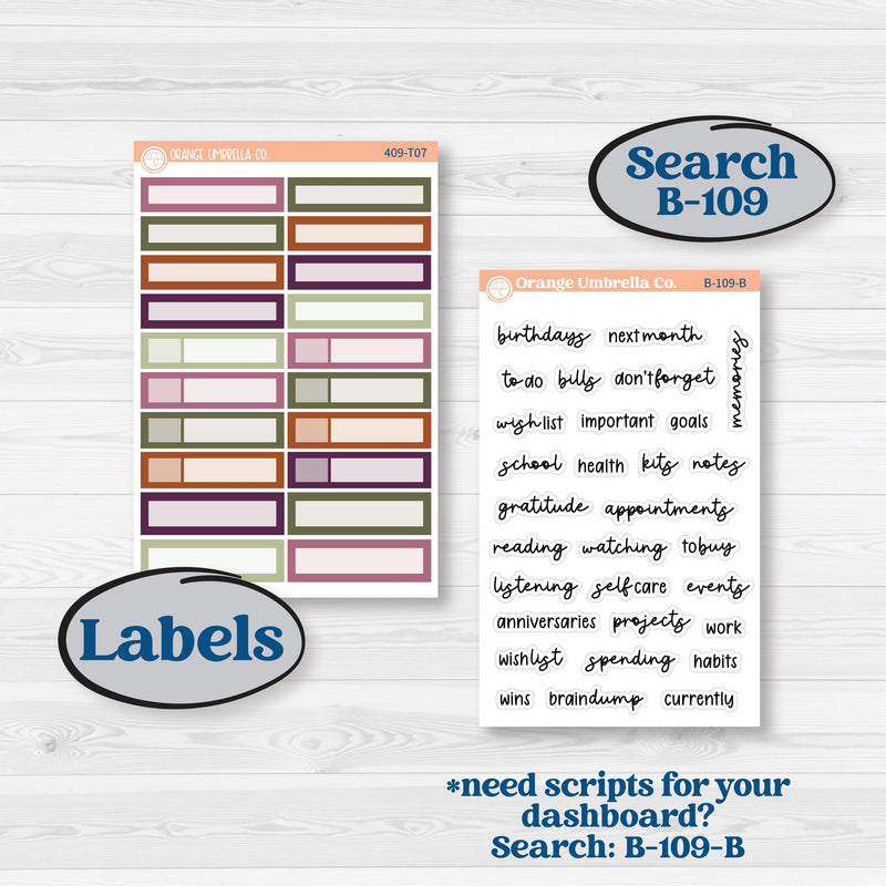 Autumn Reading Kit | 7x9 Plum Monthly & Dashboard Planner Kit Stickers | Reading Season | KIT-409-T