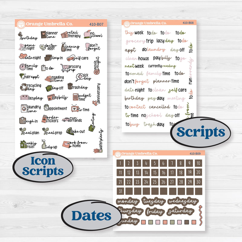 Autumn Floral Kit | Weekly Add-On Planner Kit Stickers | Pumpkin Petals | KIT-410-B
