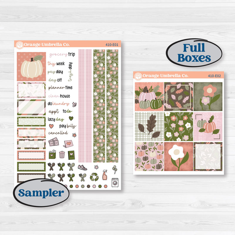 Autumn Floral Kit | Hobonichi Cousin Weekly & Daily Planner Kit Stickers | Pumpkin Petals | KIT-410-E