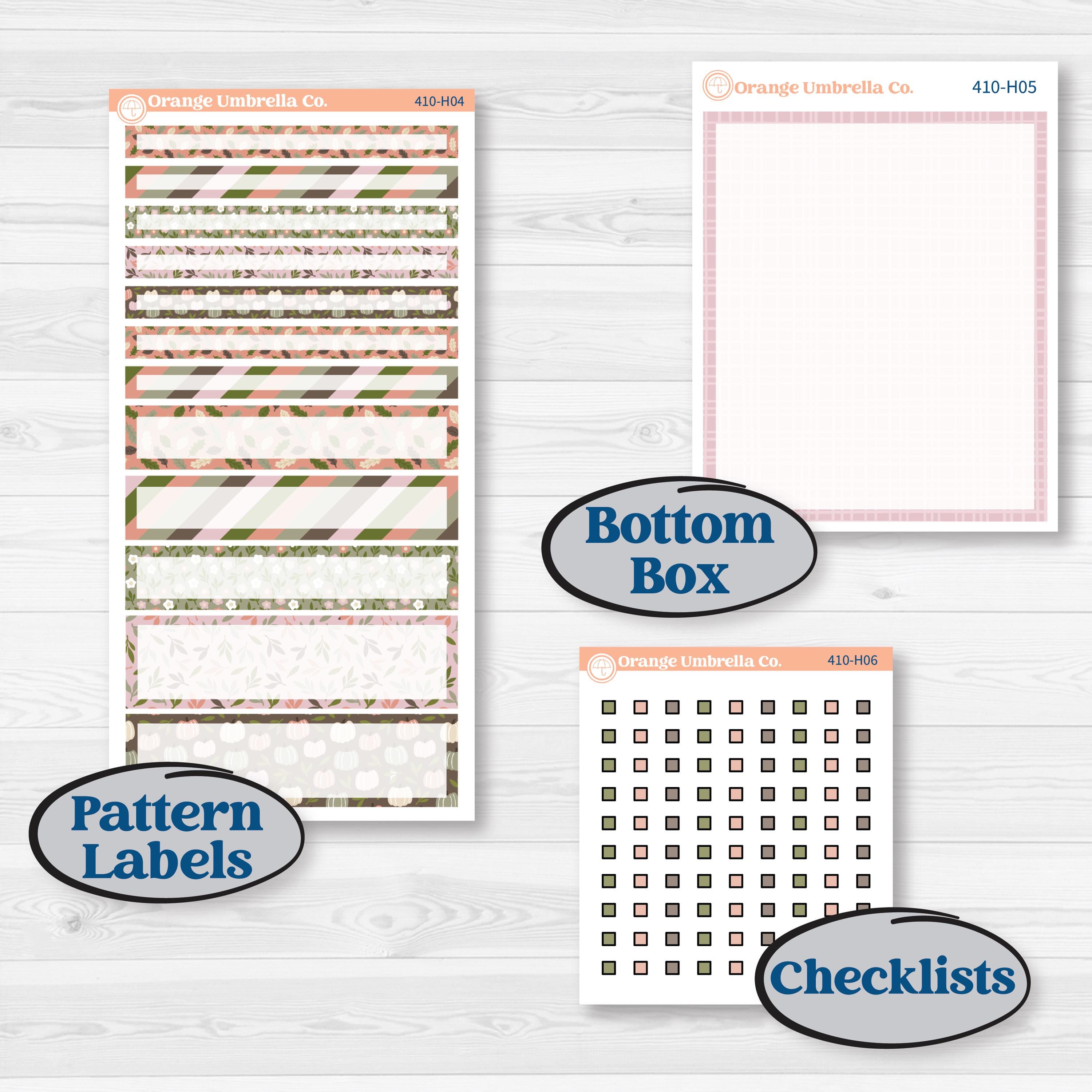 Autumn Floral Kit | 7x9 Compact Vertical Planner Kit Stickers | Pumpkin Petals | KIT-410-H
