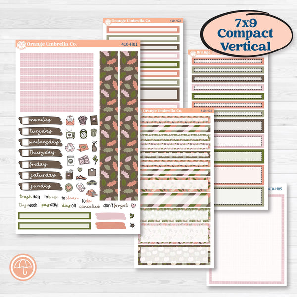 Autumn Floral Kit | 7x9 Compact Vertical Planner Kit Stickers | Pumpkin Petals | KIT-410-H