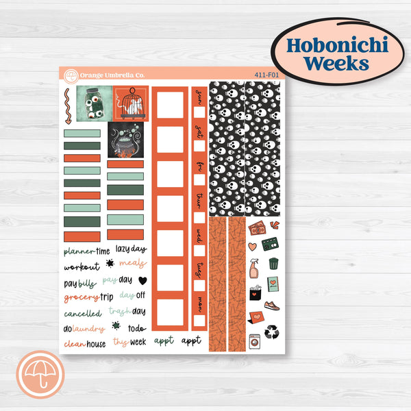 Spooky Halloween Kit | Hobonichi Weeks Weekly Planner Kit Stickers | Witch’s Brew | KIT-411-F