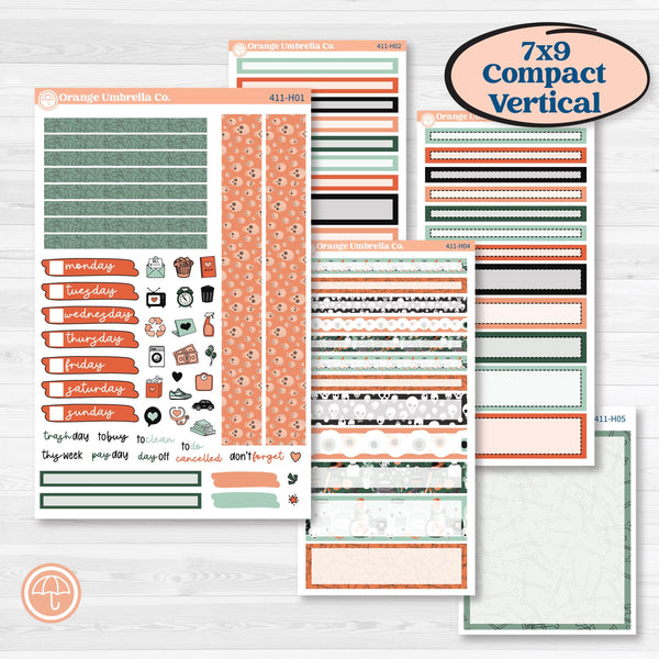 Spooky Halloween Kit | 7x9 Compact Vertical Planner Kit Stickers | Witch’s Brew | KIT-411-H