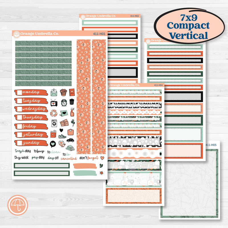 Spooky Halloween Kit | 7x9 Compact Vertical Planner Kit Stickers | Witch’s Brew | KIT-411-H