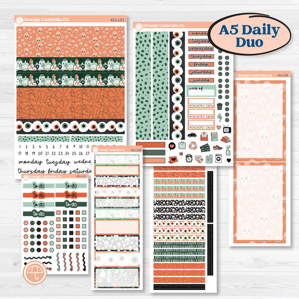 Spooky Halloween Kit | A5 Daily Duo Planner Kit Stickers | Witch’s Brew | KIT-411-L