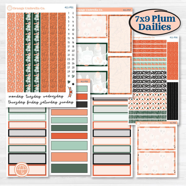 Spooky Halloween Kit | 7x9 Plum Daily Planner Kit Stickers | Witch’s Brew | KIT-411-P