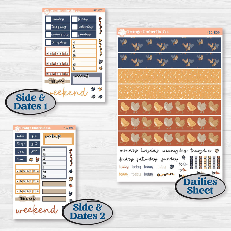 Chicken Planner Kit | Hobonichi Cousin Weekly & Daily Planner Kit Stickers | What the Flock | KIT-412-E