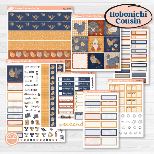 Chicken Planner Kit | Hobonichi Cousin Weekly & Daily Planner Kit Stickers | What the Flock | KIT-412-E