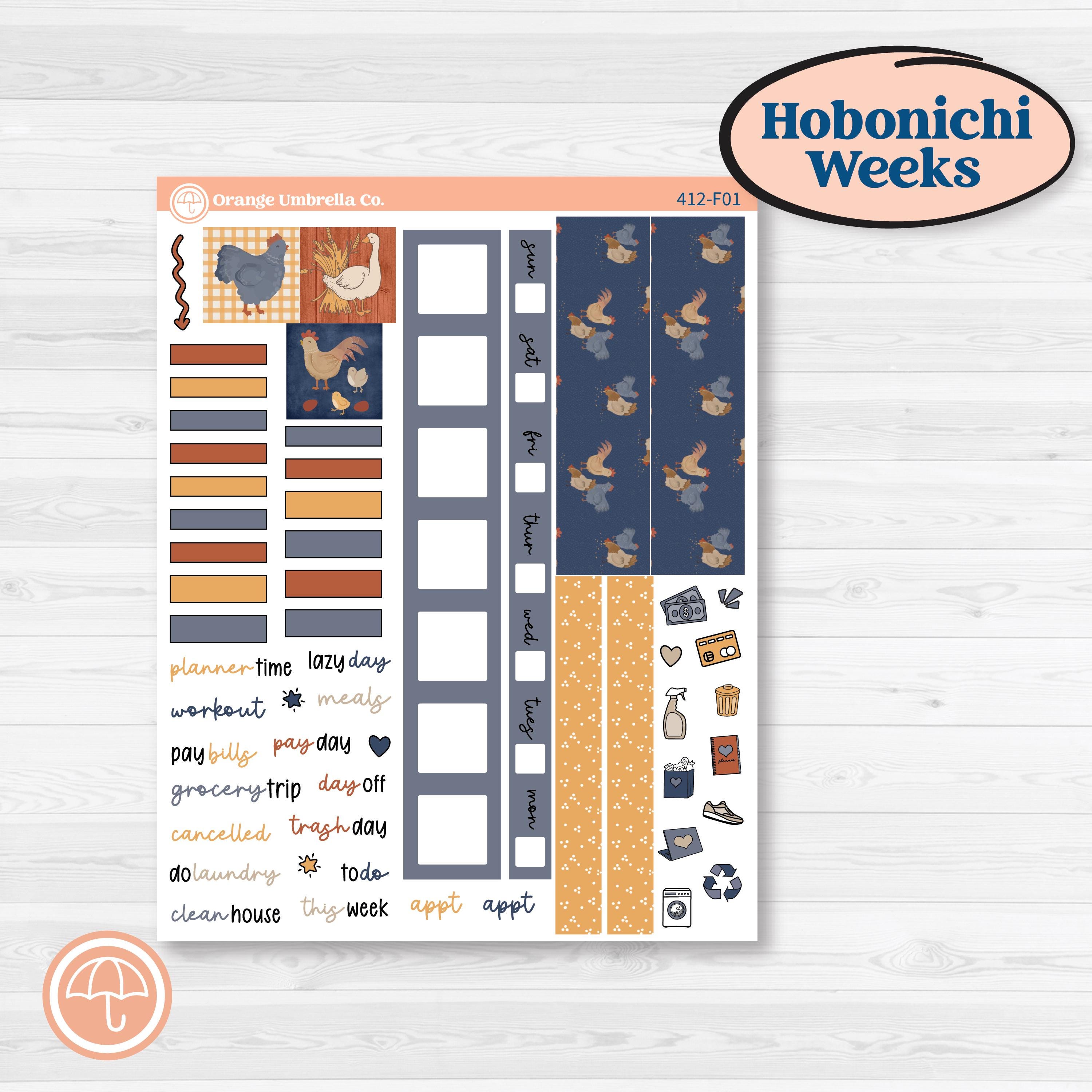 Chicken Planner Kit | Hobonichi Weeks Weekly Planner Kit Stickers | What the Flock | KIT-412-F