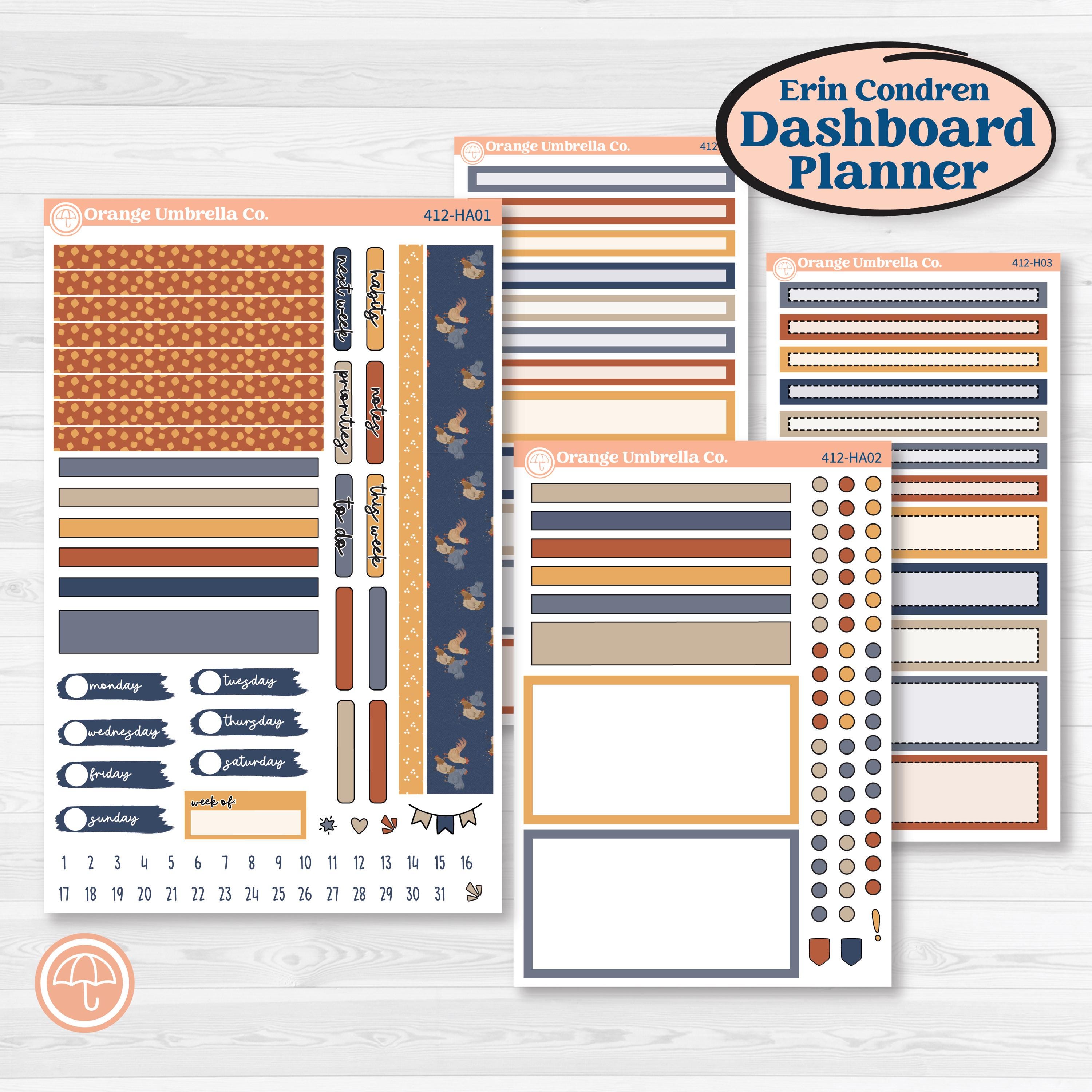 Chicken Planner Kit | Erin Condren Weekly Dashboard Planner Kit Stickers | What the Flock | KIT-412-HA