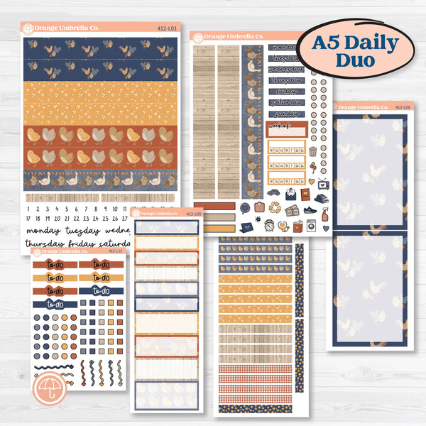 Chicken Planner Kit | A5 Daily Duo Planner Kit Stickers | What the Flock | KIT-412-L