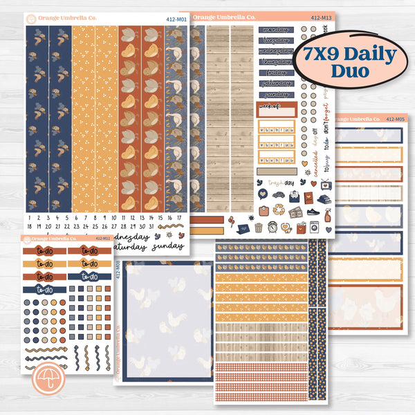 Chicken Planner Kit | 7x9 Erin Condren Daily Duo Planner Kit Stickers | What the Flock | KIT-412-M