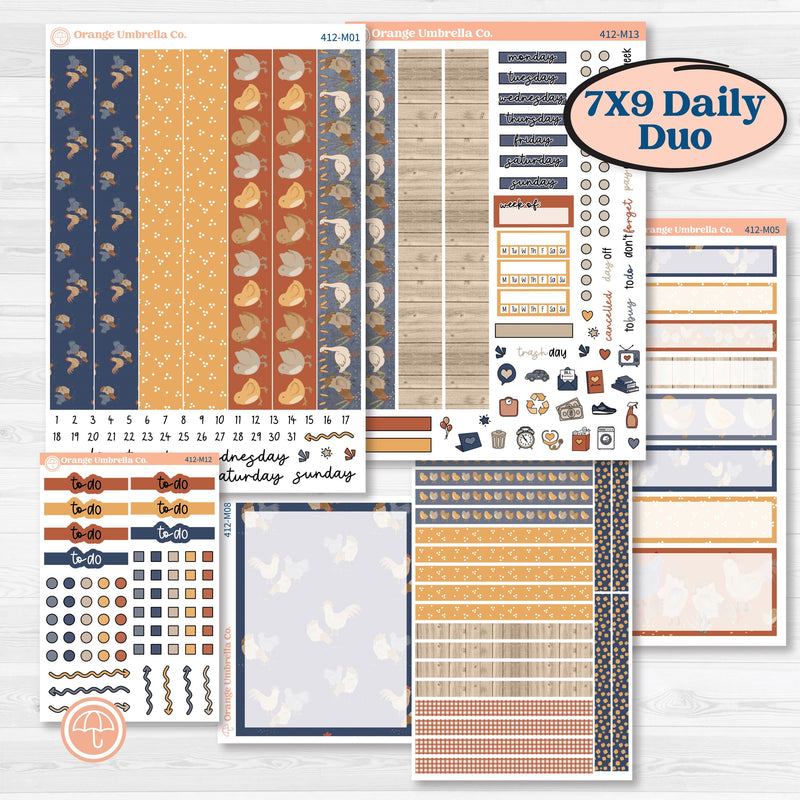Chicken Planner Kit | 7x9 Erin Condren Daily Duo Planner Kit Stickers | What the Flock | KIT-412-M