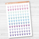 Location marker stickers sheet for planners, location pins, travel icons, functional icon stickers, removable white matte.