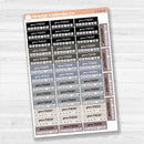 Removable white matte pain tracker sticker sheet with F17 font, for health and wellness tracking in planners and journals.