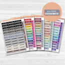 Removable white matte pain tracker sticker sheet with F17 font, for health and wellness tracking in planners and journals.