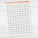 Clear matte taco icon planner sticker sheet with 126 small tacos for meal planning and taco night decorating.
