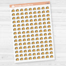 Clear matte taco icon planner sticker sheet with 126 small tacos for meal planning and taco night decorating.