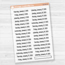 Dates of the Month 2026 | January-June Planner Stickers | F18 Clear Matte | B-244-249-BCM