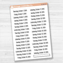 Sheet of white matte planner stickers with dates for July-December 2026 in F18 font, 31 total.