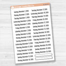 Sheet of white matte planner stickers with dates for July-December 2026 in F18 font, 31 total.