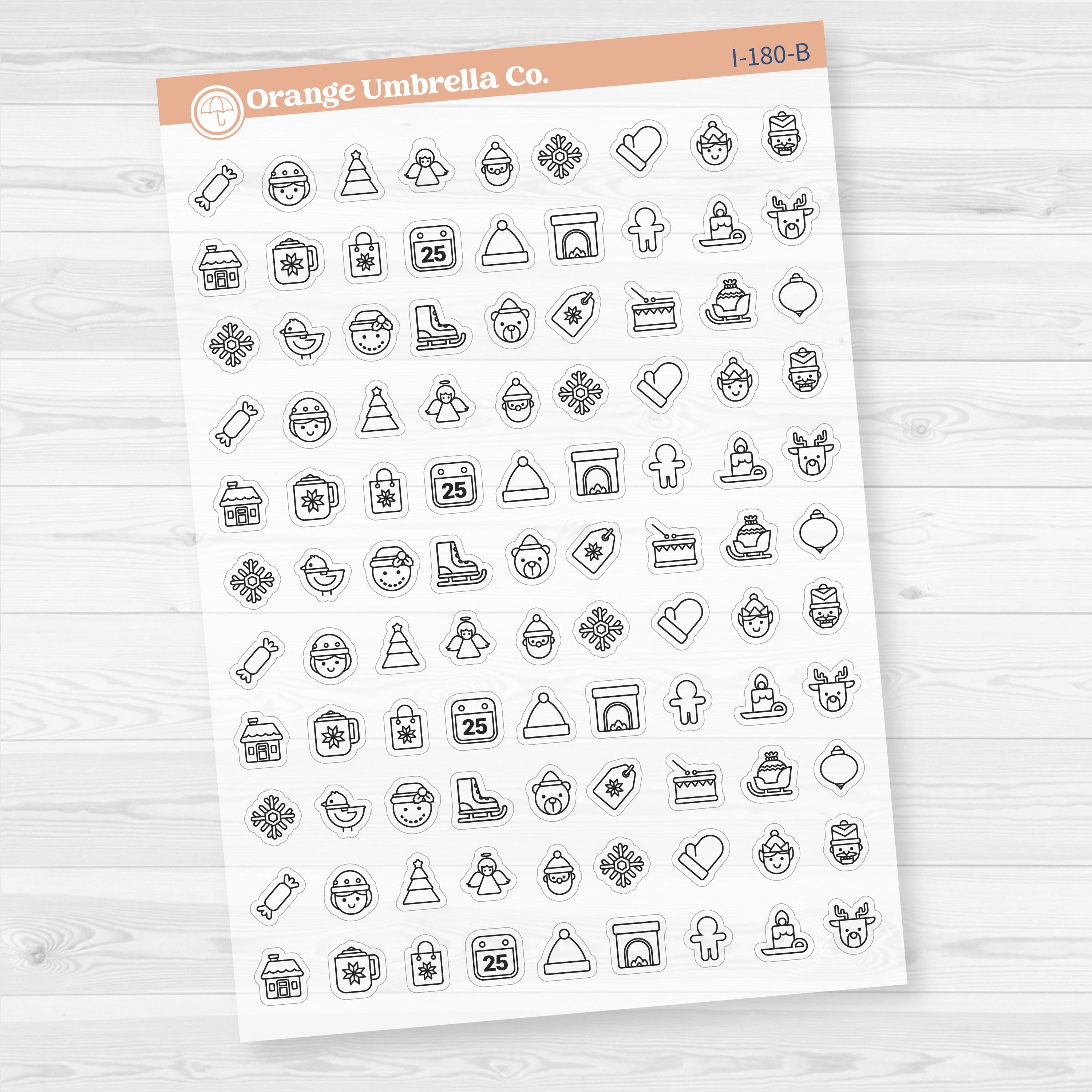 Christmas Icon Stickers | Holiday Planner Stickers | Clear Matte | I-180-CM