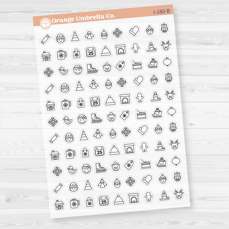 Christmas Icon Stickers | Holiday Planner Stickers | Clear Matte | I-180-CM