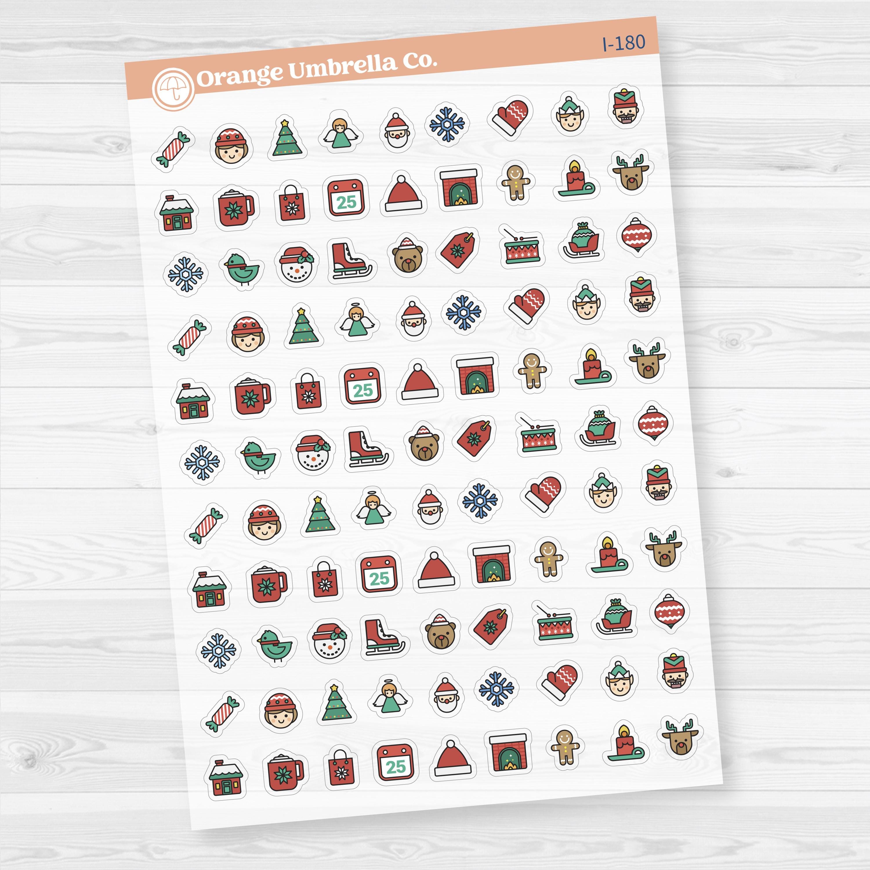 Christmas Icon Stickers | Holiday Planner Stickers | Clear Matte | I-180-CM
