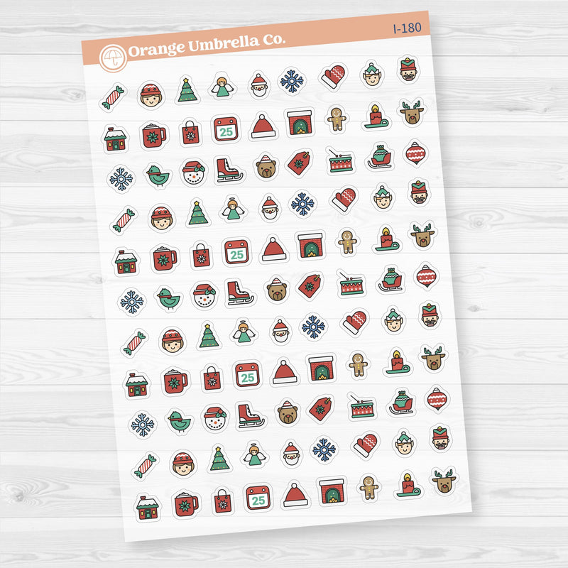 Christmas Icon Stickers | Holiday Planner Stickers | Clear Matte | I-180-CM