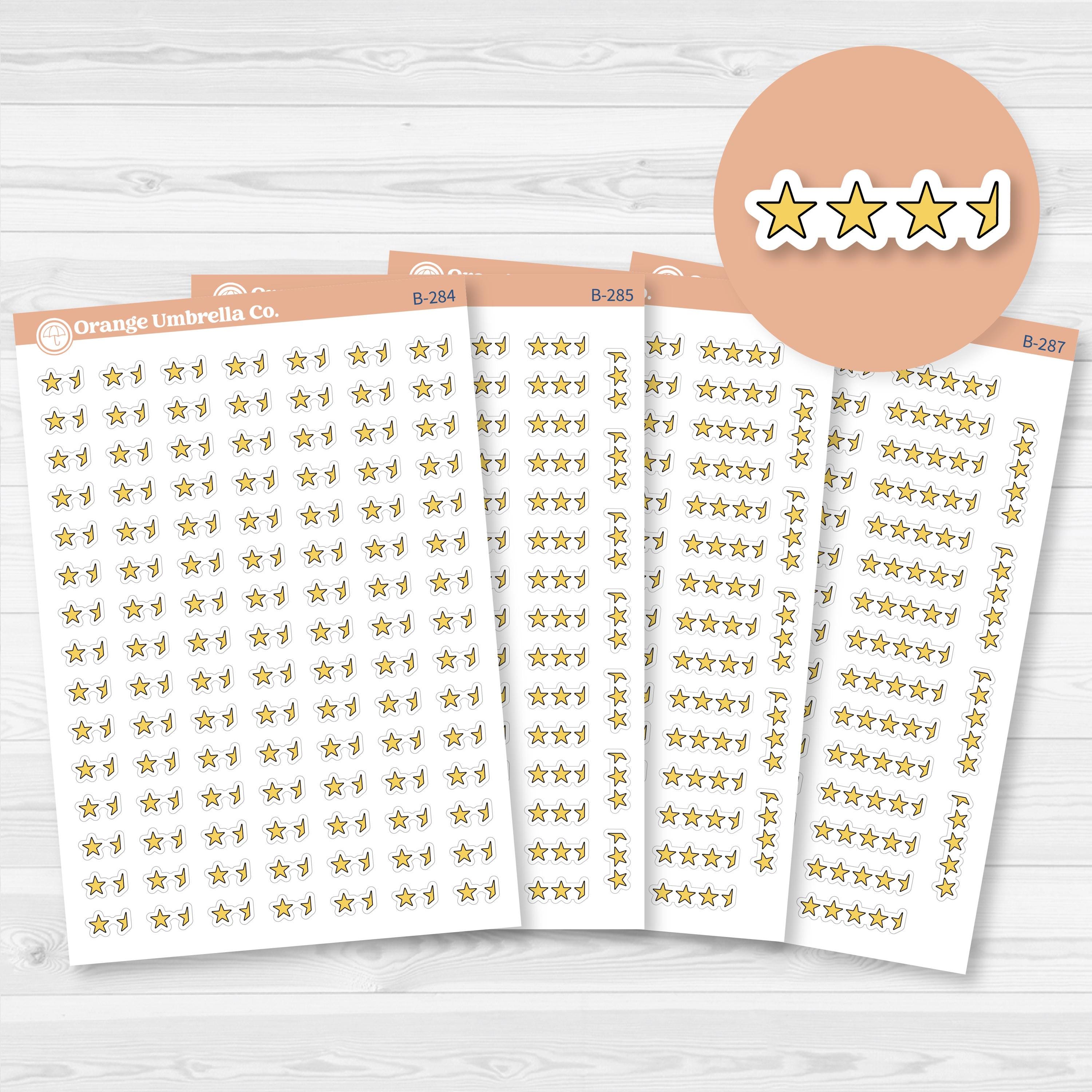 Star Rating Stickers | Reading and Hobby Trackers for Journals & Planners | B-284-287