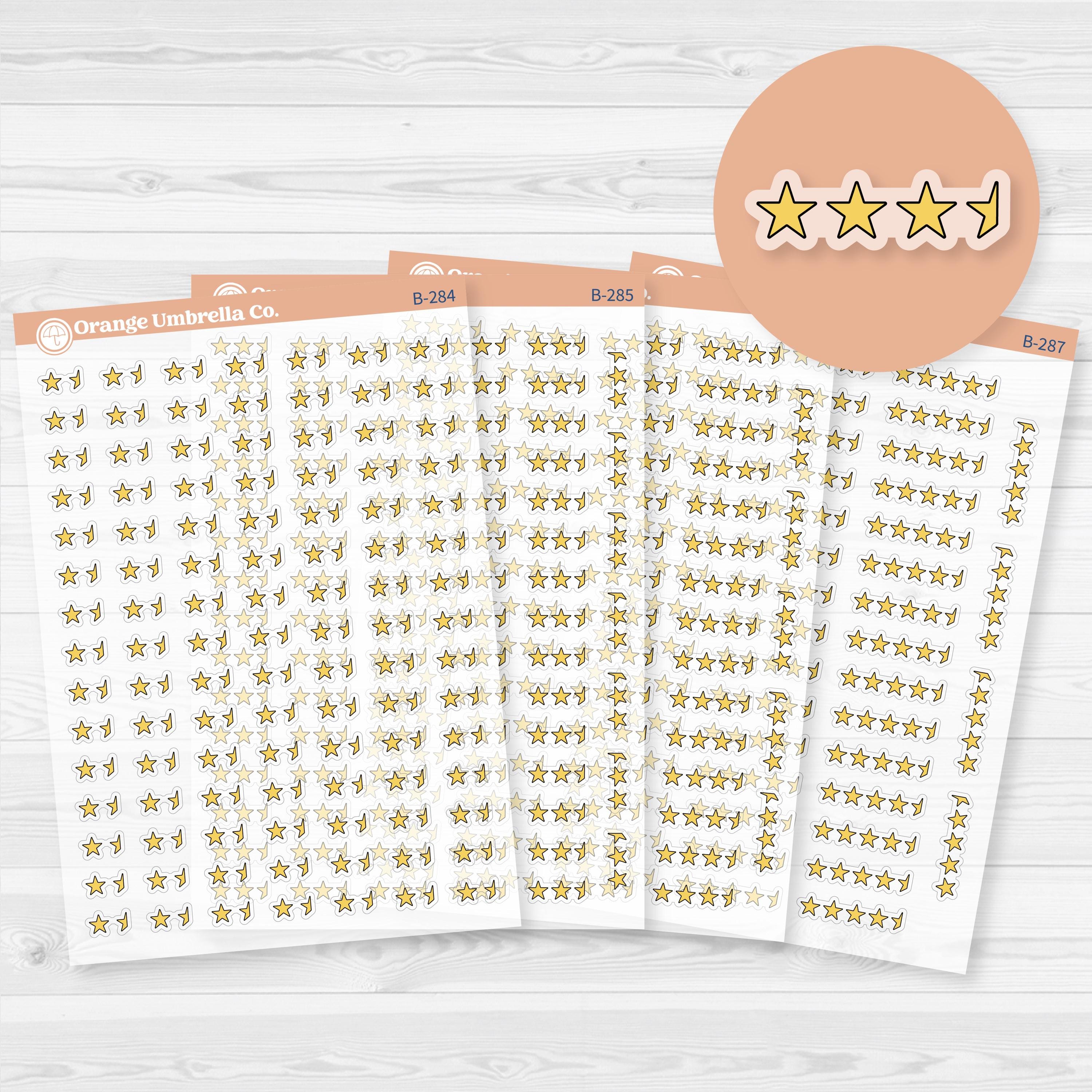 Star Rating Stickers | Half-Star Planner Stickers – Clear Matte – B-284