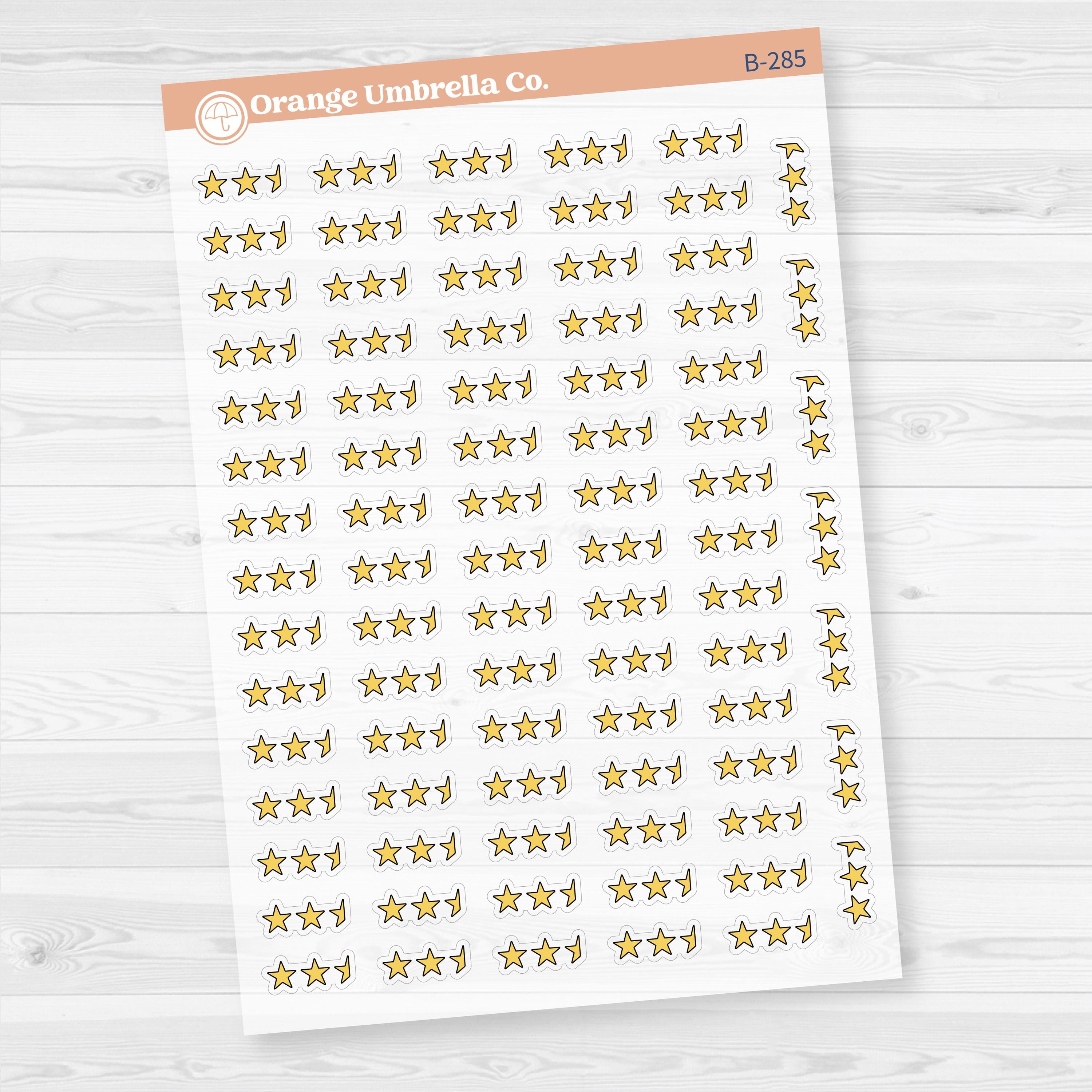 Star Rating Stickers | Reading and Hobby Trackers for Journals & Planners | Clear Matte | B-284-287-CM