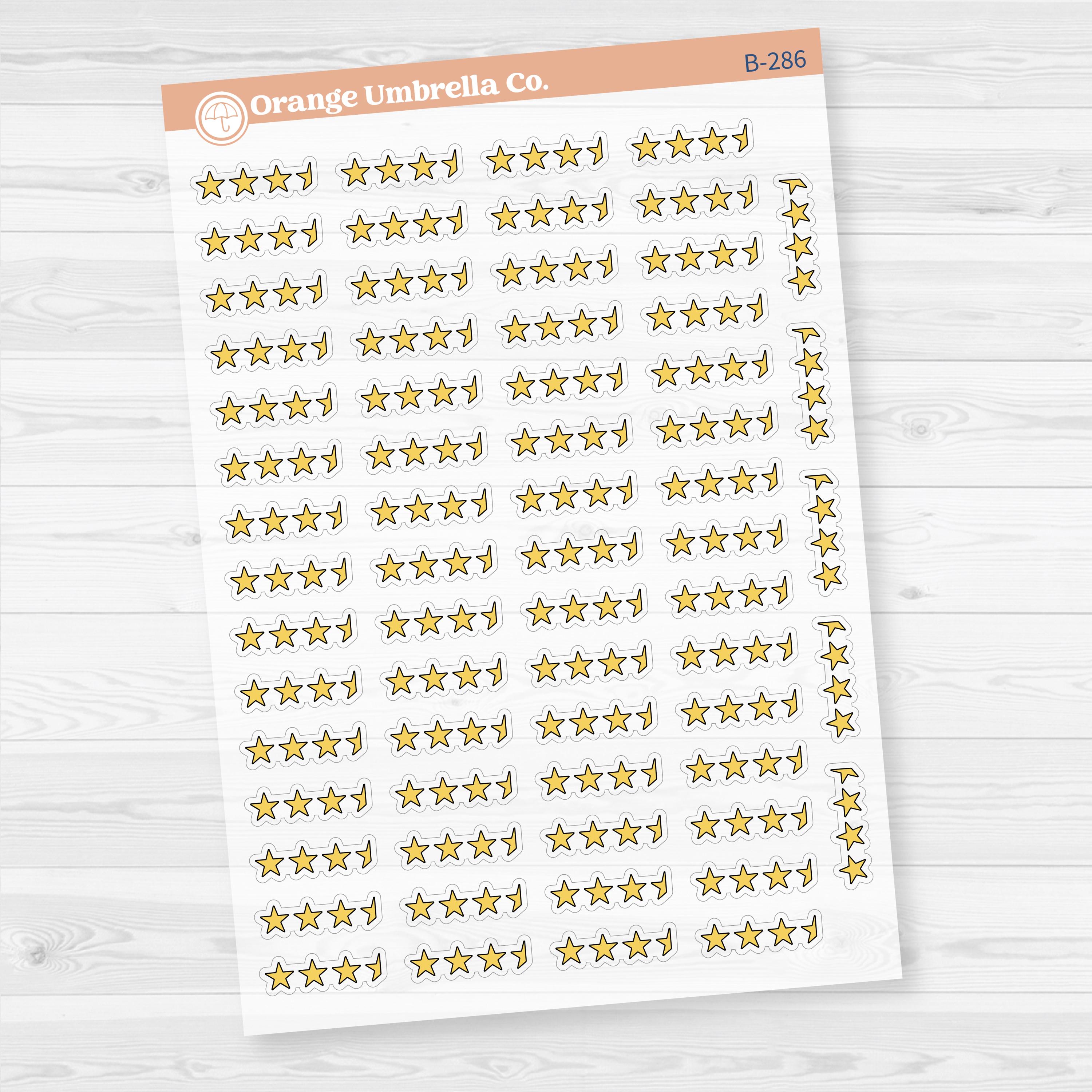 Star Rating Stickers | Reading and Hobby Trackers for Journals & Planners | Clear Matte | B-284-287-CM