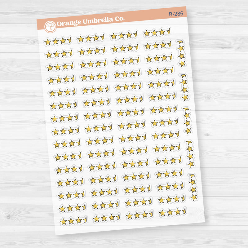 Star Rating Stickers | Reading and Hobby Trackers for Journals & Planners | Clear Matte | B-284-287-CM