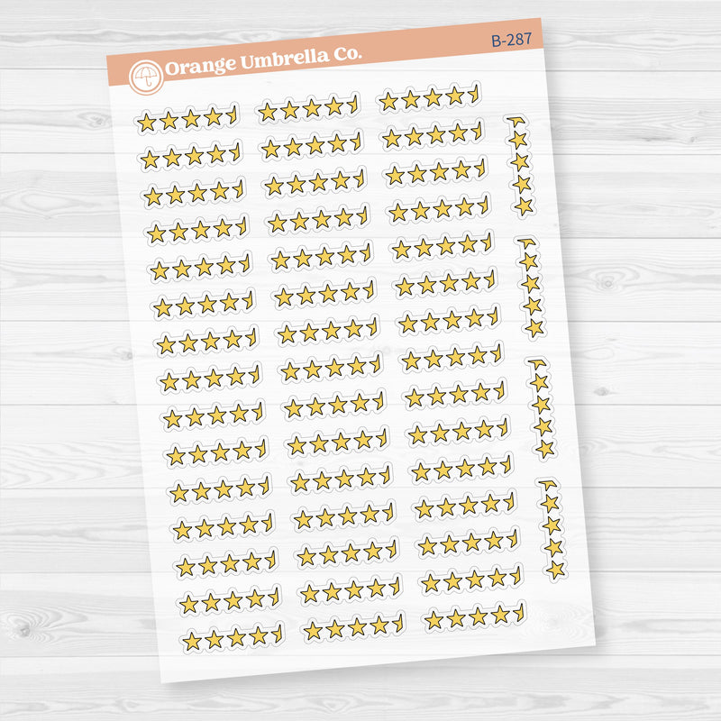 Star Rating Stickers | Reading and Hobby Trackers for Journals & Planners | Clear Matte | B-284-287-CM