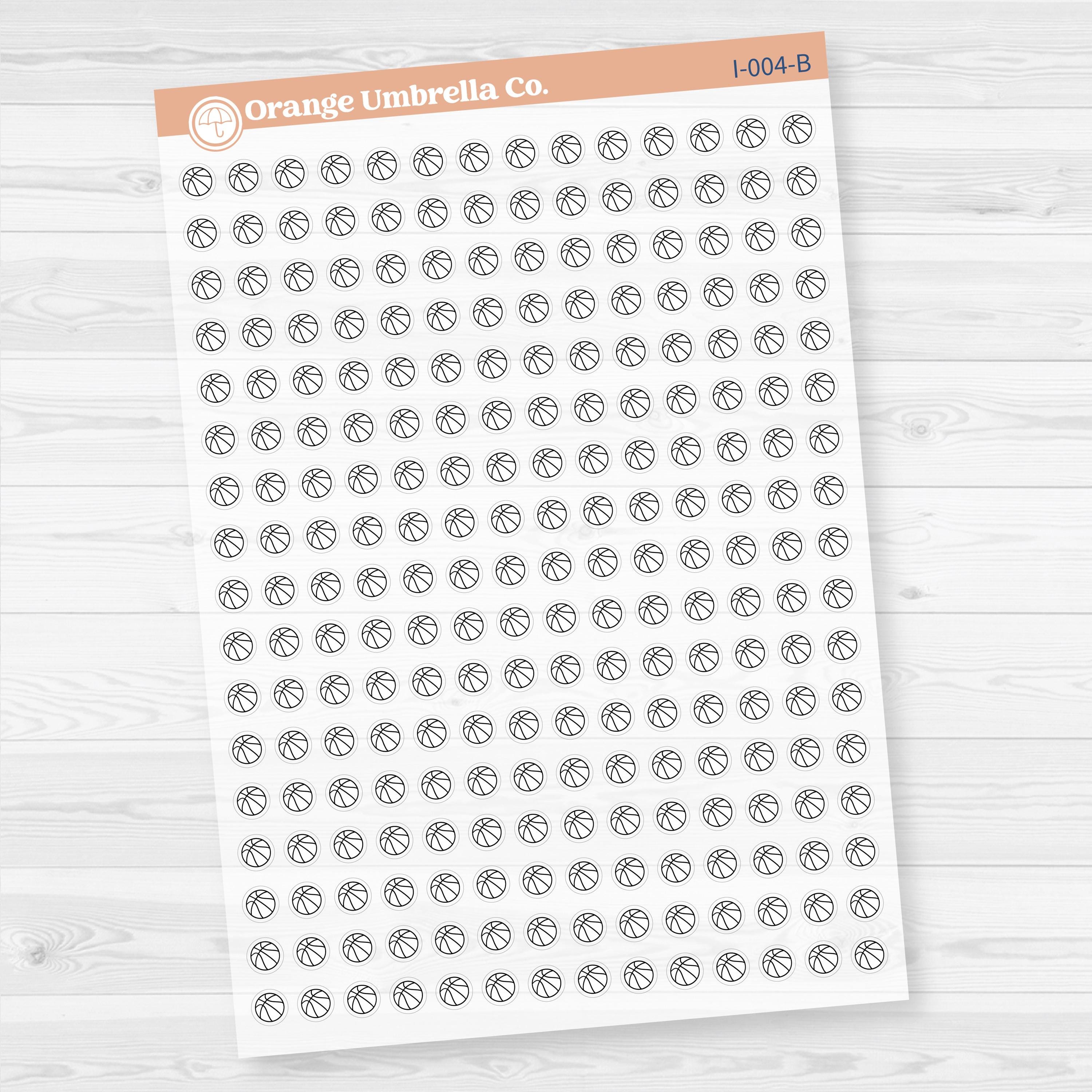 Basketball Icon Stickers | Micro Sports Planner Icons for Journals | Clear Matte | I-004-CM