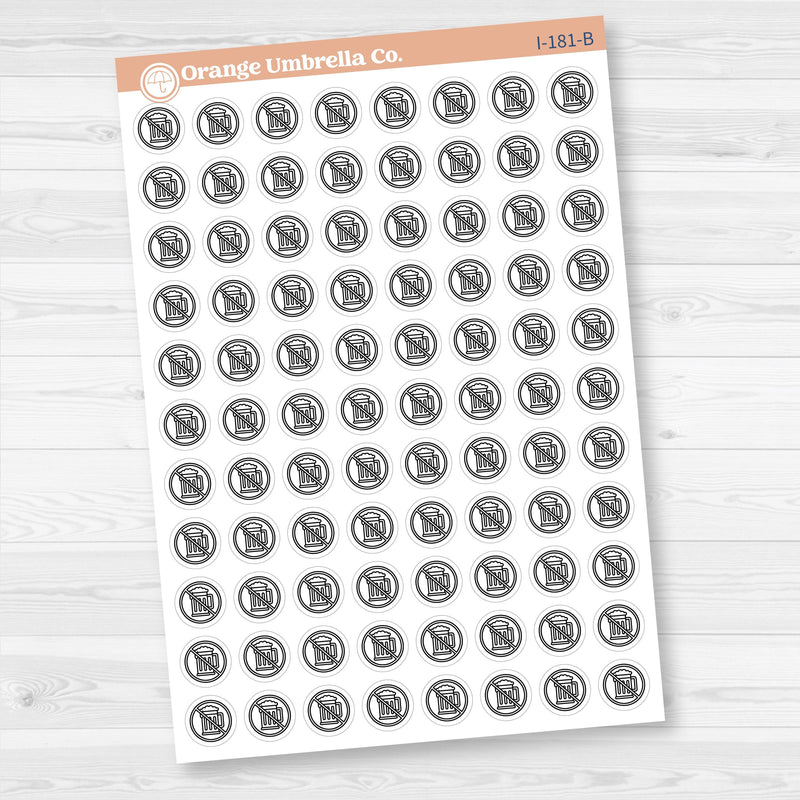 No Drinking Stickers | No Alcohol Day Beer Icons | Health & Wellness Planner Stickers | I-181