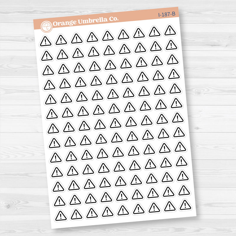 Warning Stickers | Alert Icon Planner Labels | Important Symbol Stickers | I-187