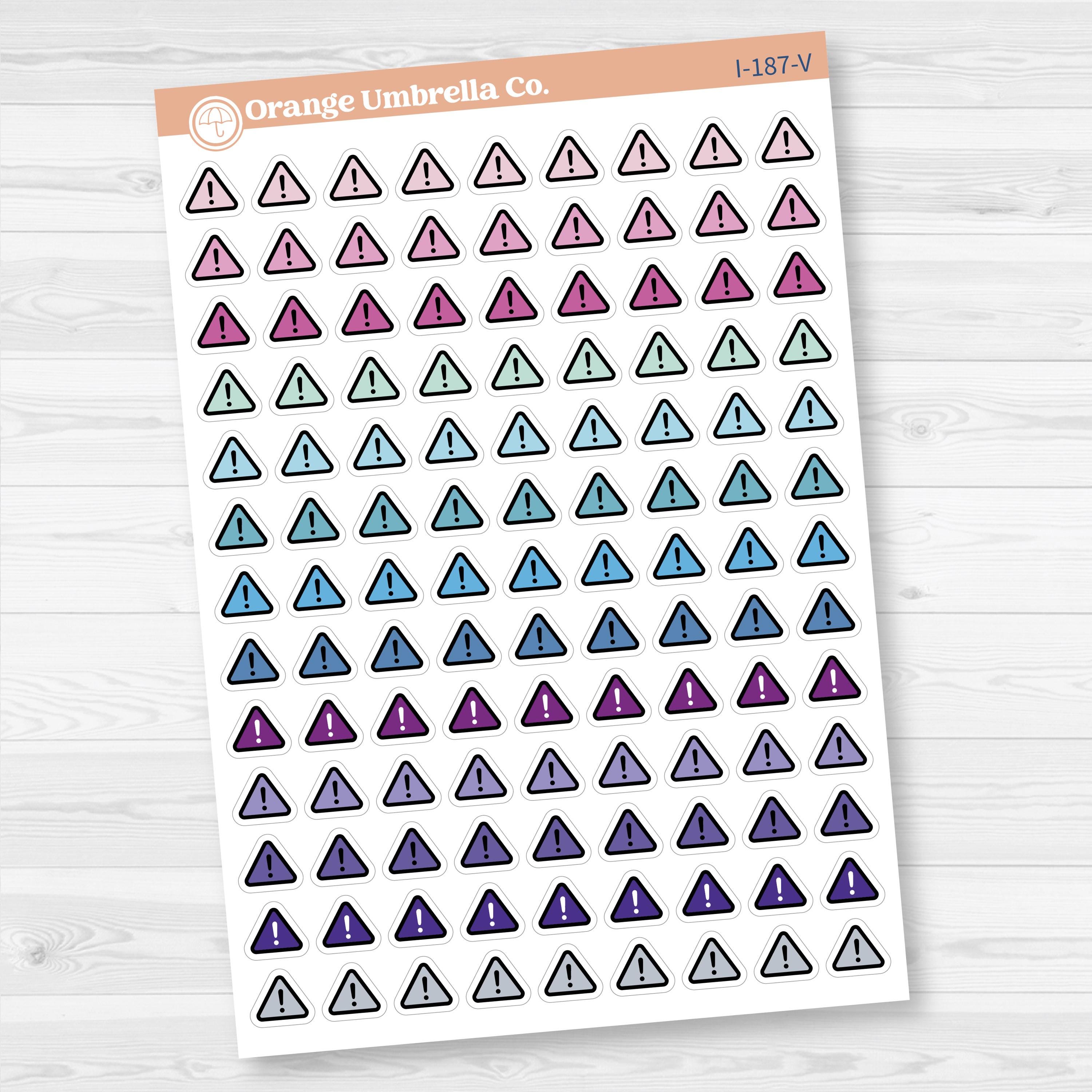 Warning Stickers | Alert Icon Planner Labels | Important Symbol Stickers | I-187