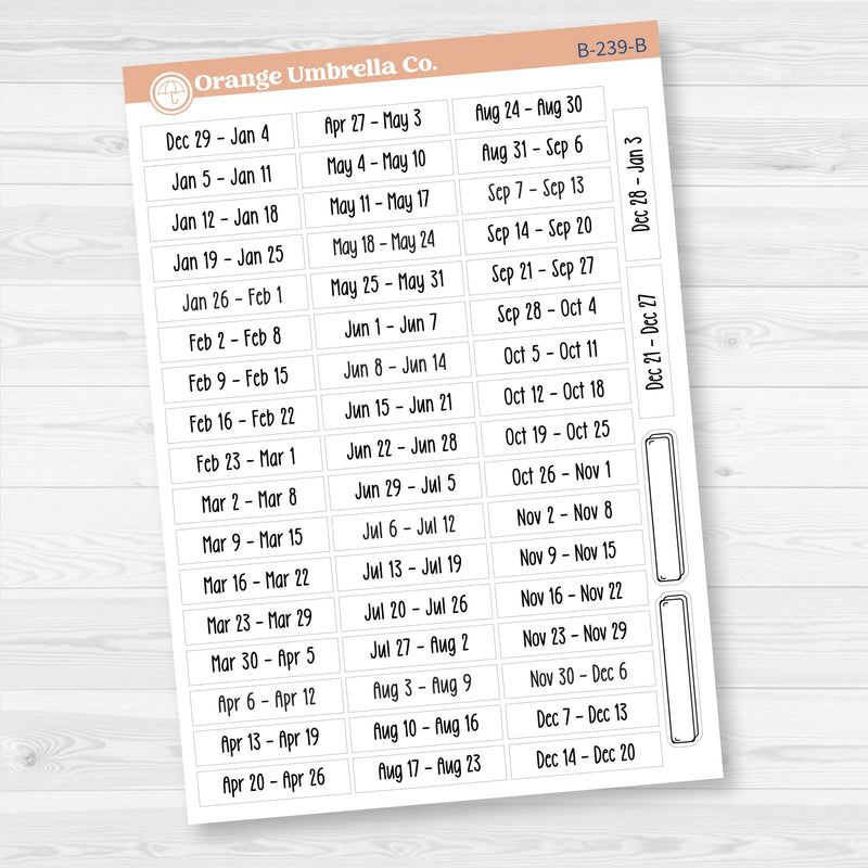 Monday Start Weeks of the Year | Planner Stickers | B-239-B