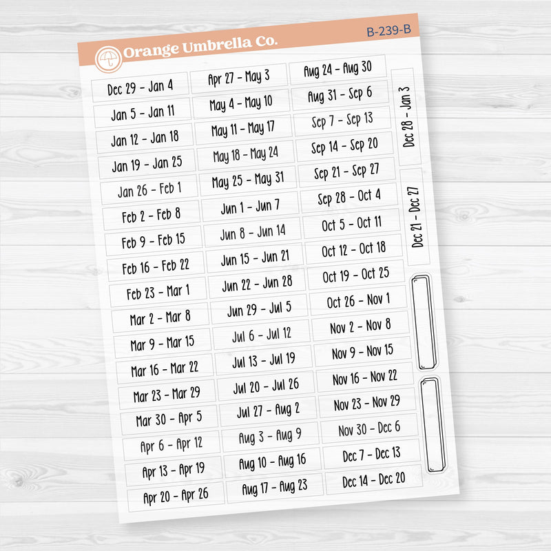 Monday Start Weeks of the Year | Planner Stickers | B-239-B