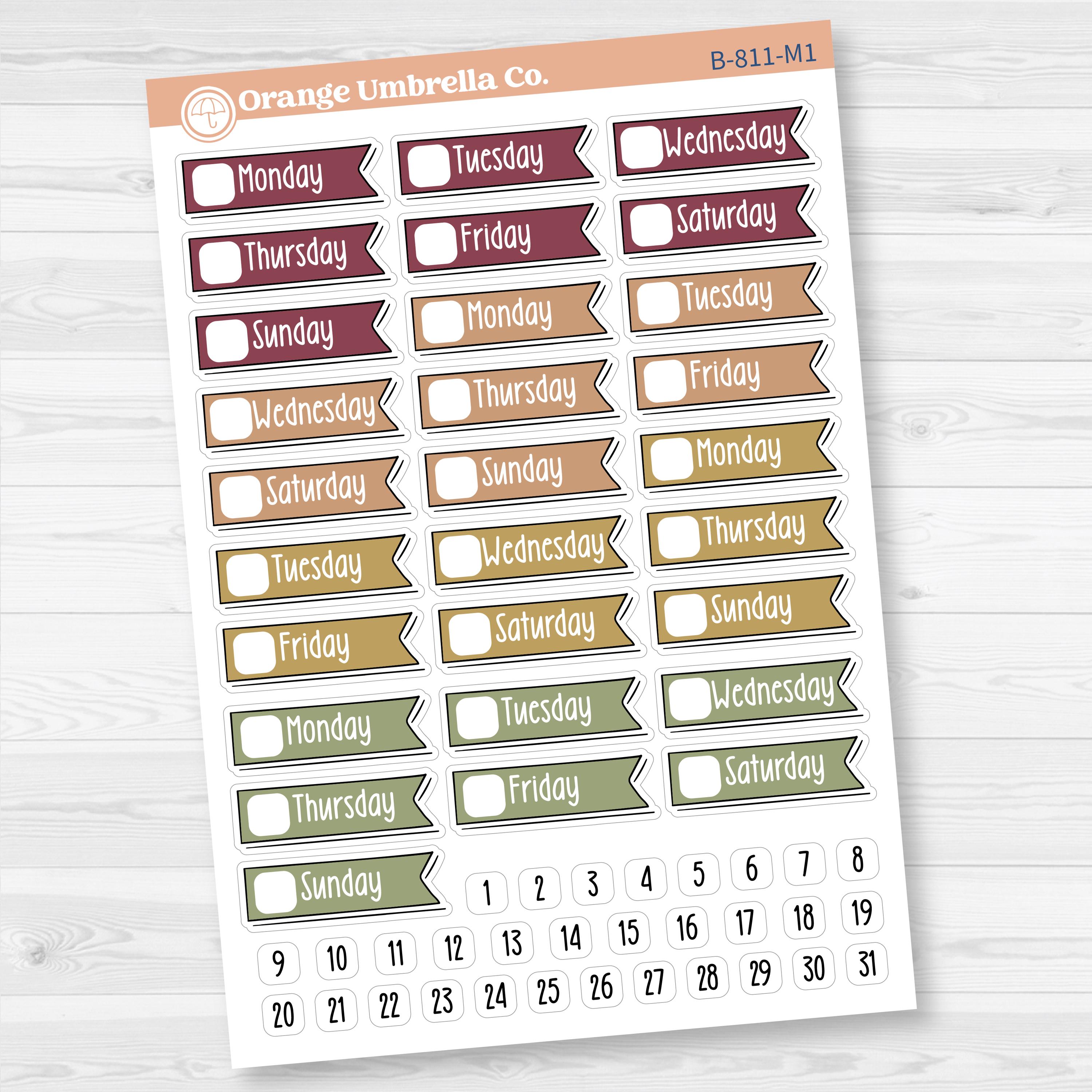 Flag Date Covers | Planner Stickers for Weekly Planning | F18 | B-811