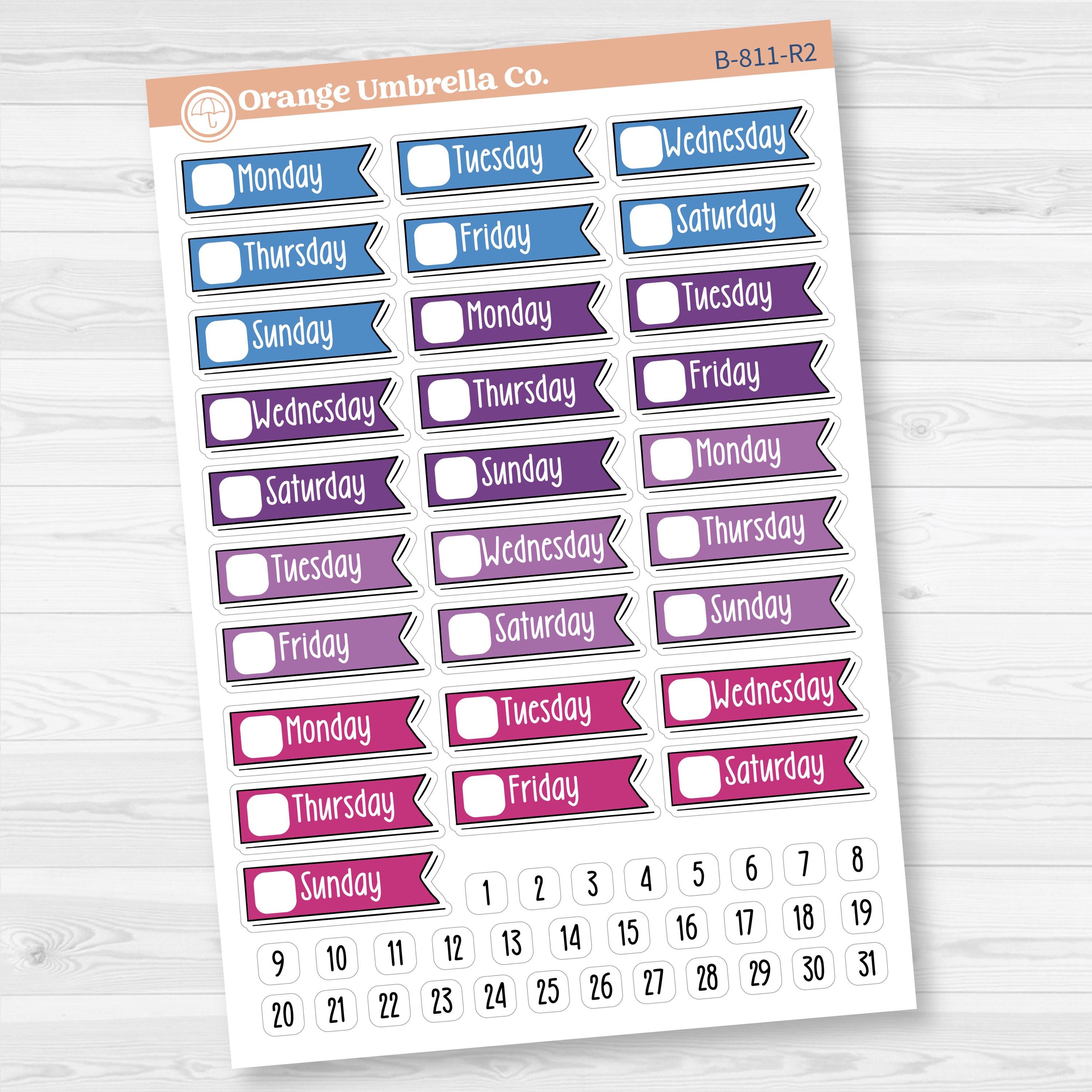 Flag Date Covers | Planner Stickers for Weekly Planning | F18 | B-811