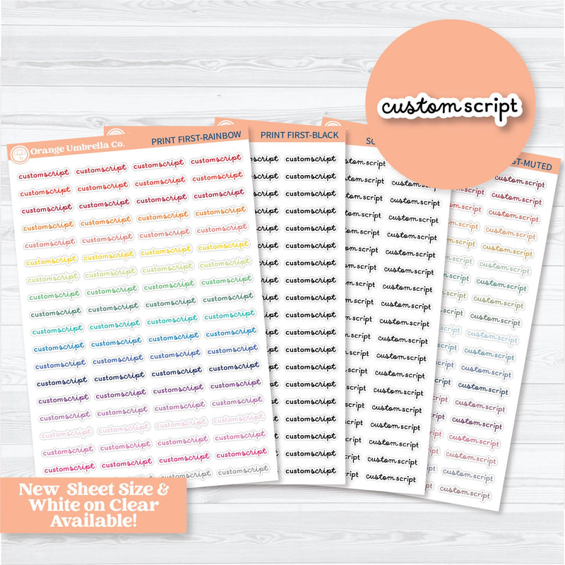 F16 Custom Script Planner Sticker | Choose your colors | Removable Matte Planner Stickers ** 1 phrase per sheet** | CustomF16