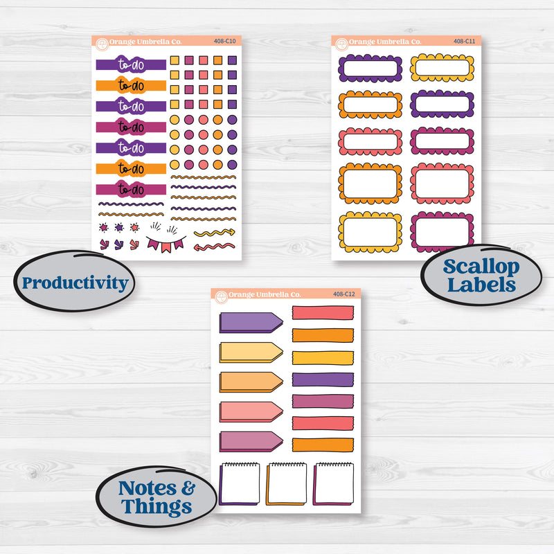 Purple Halloween Kit | Weekly Add-On Labels Planner Kit Stickers | Gone Batty | KIT-408-C