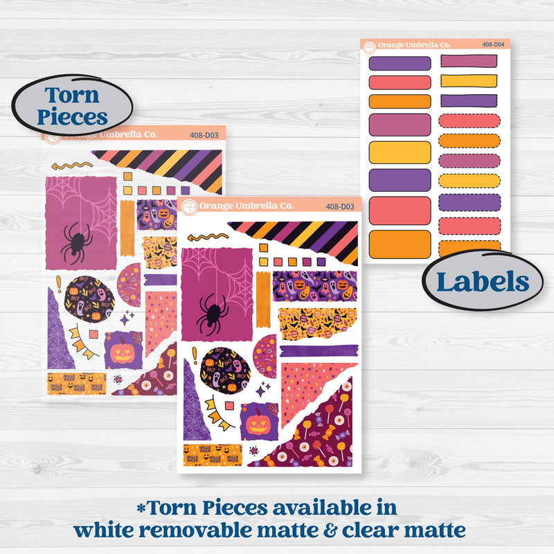 Purple Halloween Kit | Journaling Kit Planner Stickers | Gone Batty | KIT-408-D